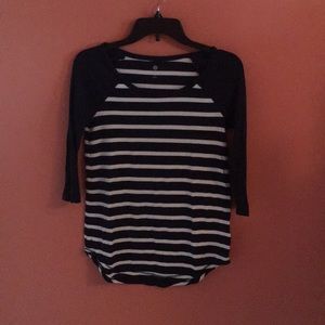 Navy Striped 3/4 Sleeve T-Shirt